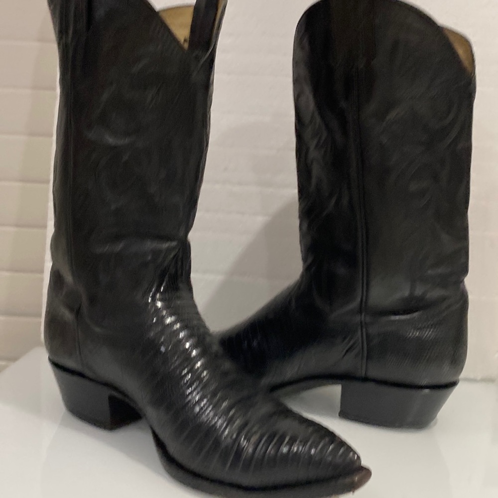 Tony Lama Men's Black Lizard Exotic Cowboy Boots